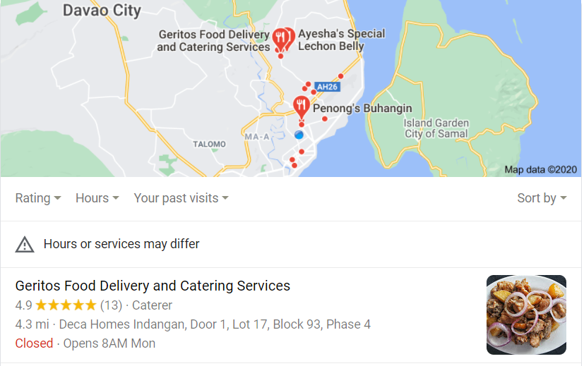 Google Local Map - Geritos Food Delivery and catering Services